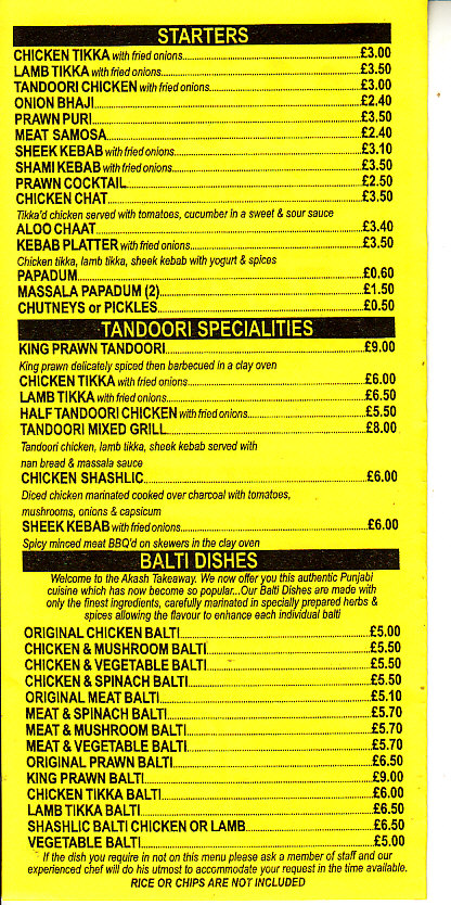 Akash Indian Takeaway