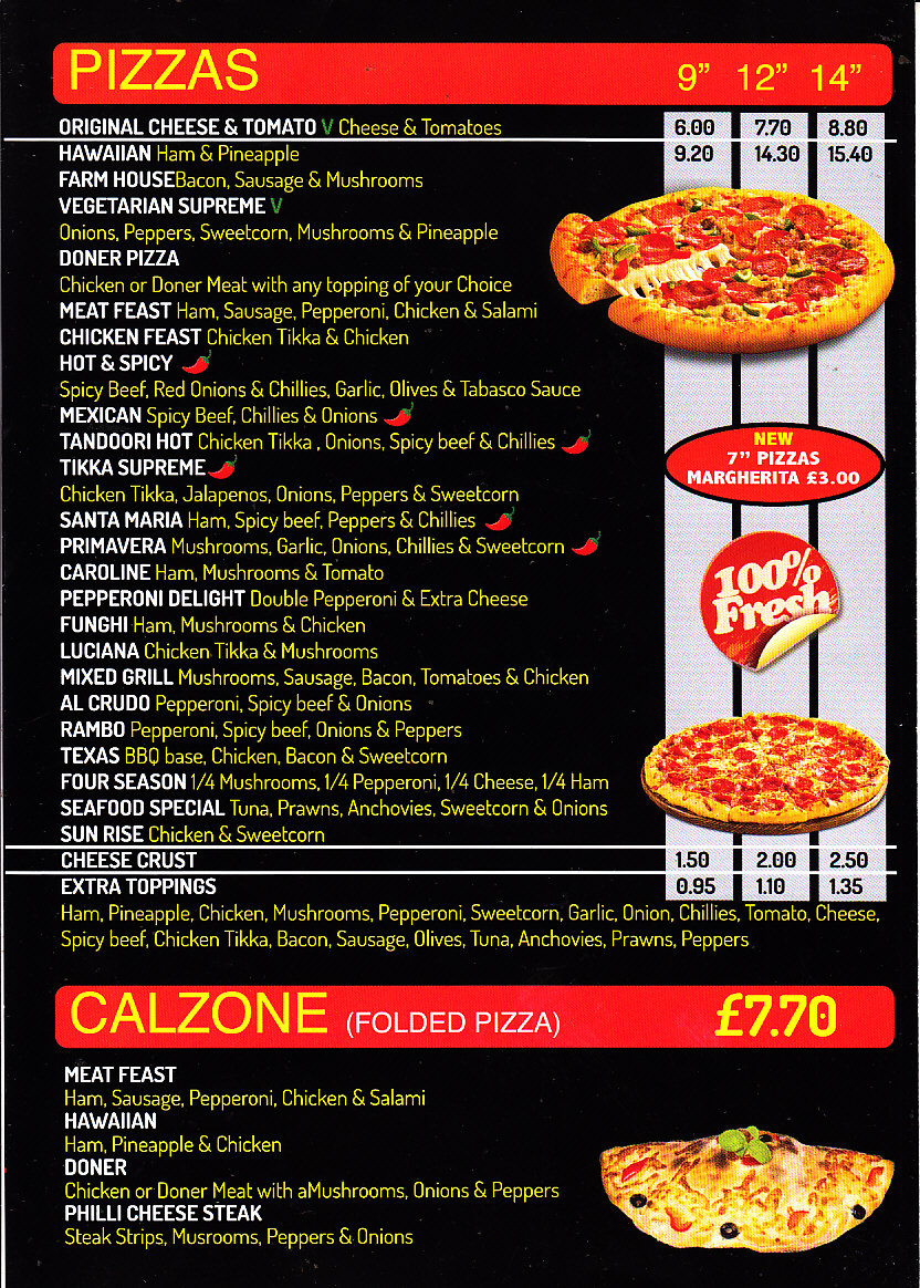 Best pizza kebab Llanelli menu