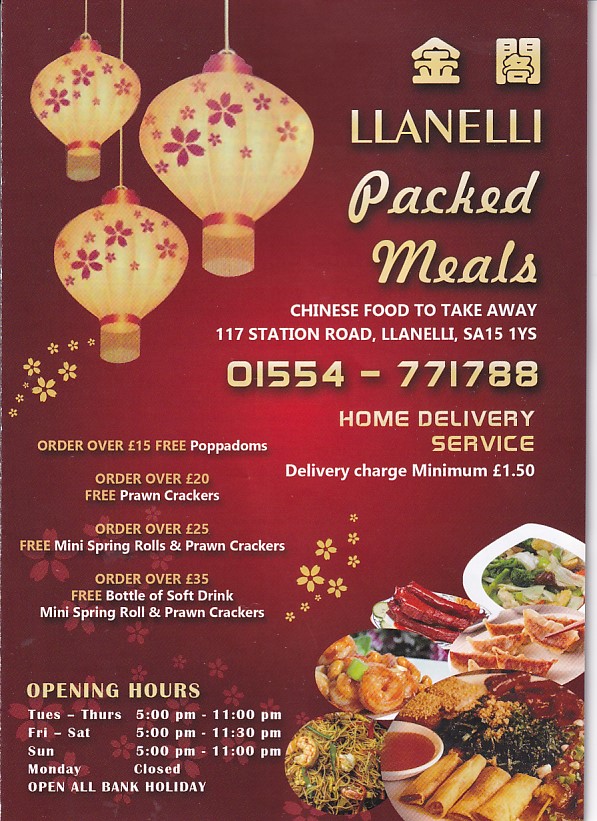 Llanelly Packed Meals menu