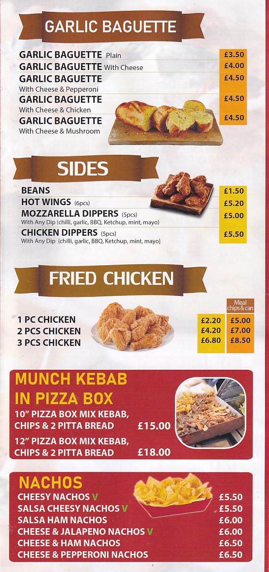 Menu of All in one Takeaway, Llaneelli