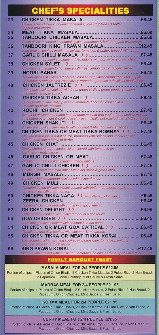 jamils indian menu llanelli