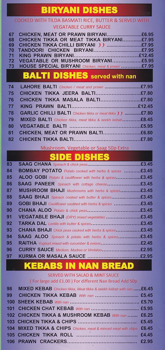 jamils indian menu llanelli