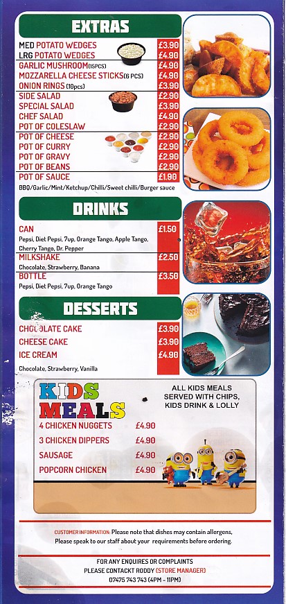 Menu of Peppinos Burry Port