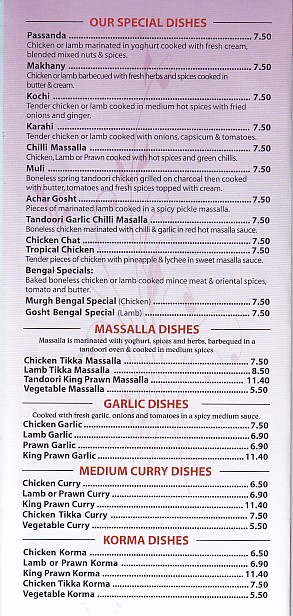 Menu of Shemla Balti Indian Takeaway Burry Port