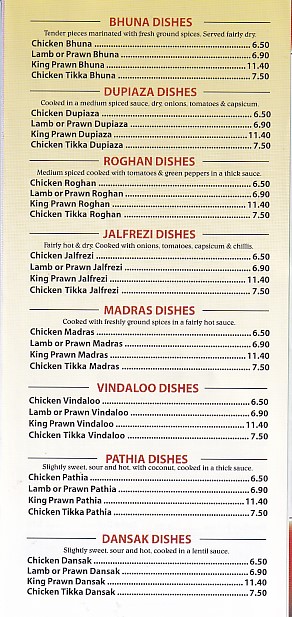 Menu of Shemla Balti Indian Takeaway Burry Port