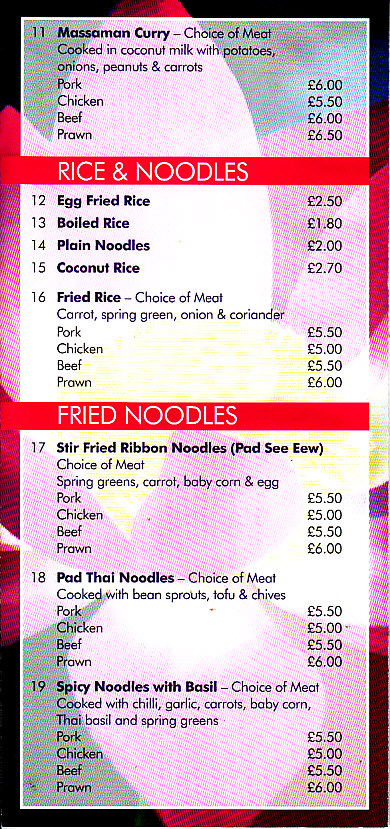 Vinos Thai Menu Ammanford