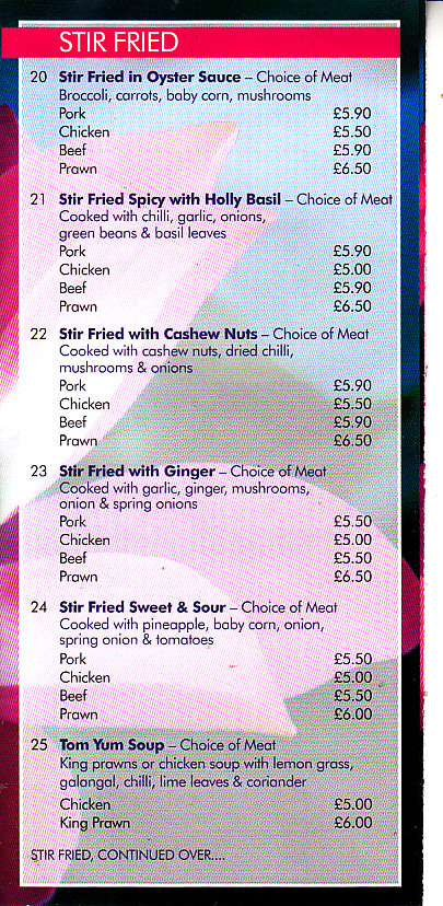 Vinos Thai Menu Ammanford