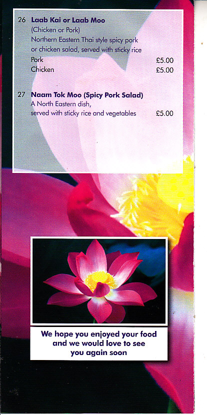 Vinos Thai Menu Ammanford